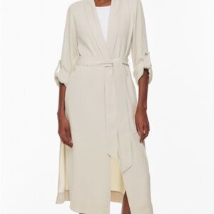 Long Babaton Women's Kahlo light spring jacket in Cream (Aritzia)